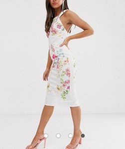 FLORAL ON WHITE STRAP BACK MIDI DRESS❣